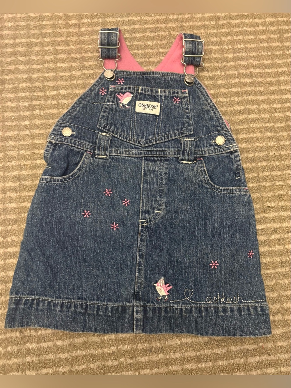 Vintage/Y2K Oshkosh Fleece Lined Denim Dress